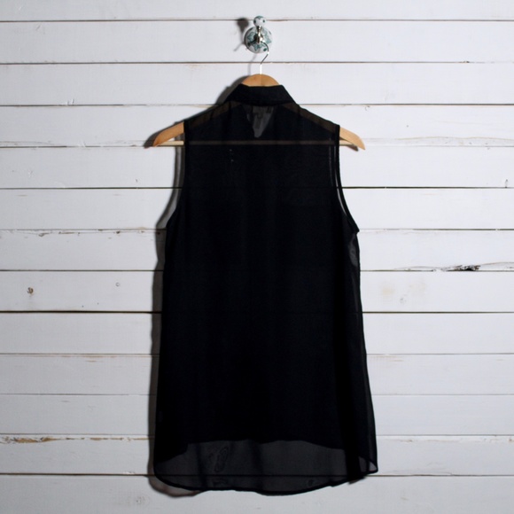 SOLD Sheer Black Button Blouse With Pockets - Picture 3 of 8